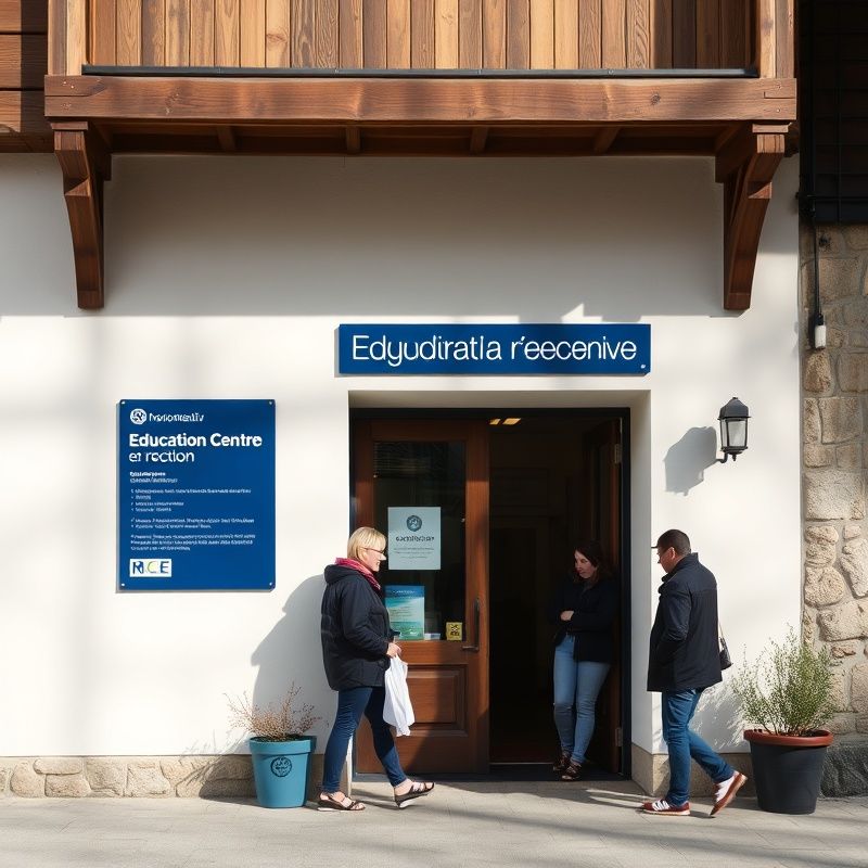 Vhod v izobraževalni center Kamnikcore v Novem Mestu z indigo tabelno oznako